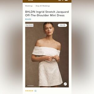 BHLDN Ingrid Stretch Jacquard Off-The-Shoulder Mini Dress